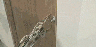 Robot breaking through door